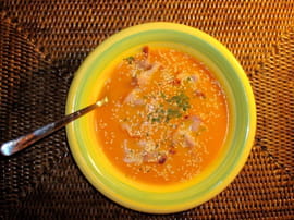 Velout� de courge au lard et graines de s�same