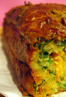 Cake roquette-truite-wasabi