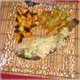 Truite saumon�e et sa fondue de poireaux