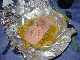 Papillote de saumon � la moutarde
