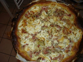 Tarte au ch�vre, oignons et lardons