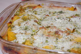 Clafoutis aux p�ches et pistaches