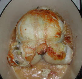 Poulet farci au chou blanc