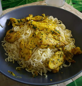 Eminc�s de poulet au curry et � la coriandre