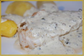 Pav�s de cabillaud, sauce au poivre vert