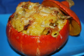 Potimarrons farcis aux p�tes, poireau et gorgonzola
