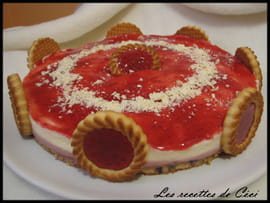 D�lice de mousses framboise et lemon curd sur palet