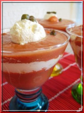 Verrines de tomate et cr�me mascarpone