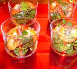 Verrines crevettes et pousses