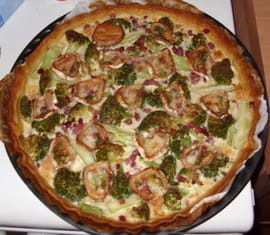 Tarte brocolis, lardons et ch�vre