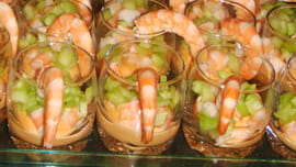 Verrine crevette sauce cocktail et concombre