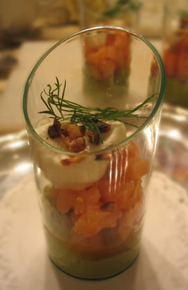 Verrine de saumon au guacamole