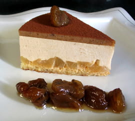 Entremets marron, poires au caramel