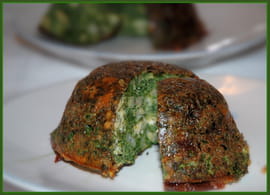 Petit flan �pinard, crevette et bleu