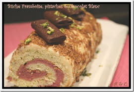 G�teau roul� framboise-chocolat blanc