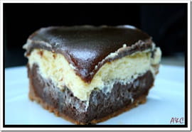 Cheesecake deux chocolats, miroir caramel