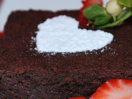Fondant au chocolat et son coulis de framboises