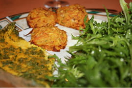 Croquettes bio carottes, choux de Bruxelles au petit �peautre
