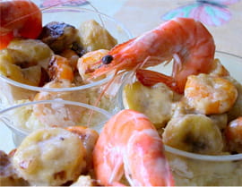 Verrines de crevettes aux bananes
