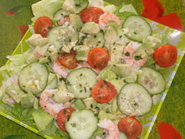 Salade de crevettes et d avocat