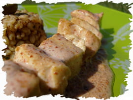 Brochettes tandoori massala et Ebly aux olives