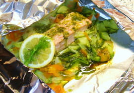 Papillote de saumon aux l�gumes