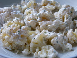 Chou-fleur sauce yaourt et ciboulette