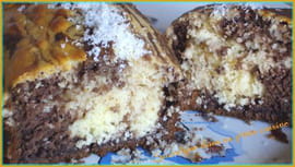G�teau au yaourt marbr� chocolat et noix de coco