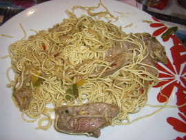 Nouilles aux �pices et canard au miel