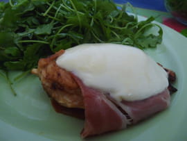 Escalopes de poulet au jambon cru et � la mozzarella