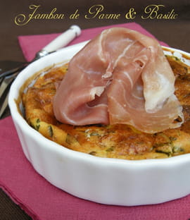 Clafoutis au jambon de Parme et basilic