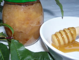 Confiture p�che et banane au miel
