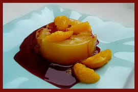 Aspics � l orange et coulis de framboises
