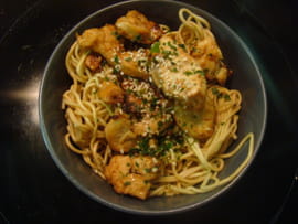 Nouilles chinoises saut�es au poulet