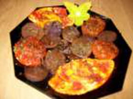 Pommes de terre vitelottes aux oeufs