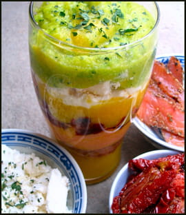 Verrine de polenta multicolore