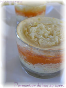 Verrine de parmentier de lieu au curry
