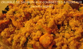 Saumon aux courgettes et poireaux, crumble aux flocons d avoine