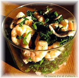 Salade d �pinards aux crevettes