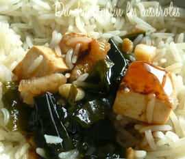 Tofu pan� aux algues wakam�, sauce yakitori