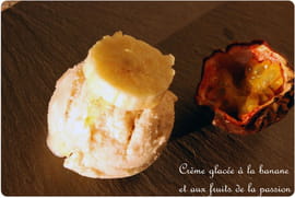 Cr�me glac�e banane, coulis passion