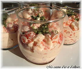 Verrine de crevettes pamplemousse cocktail