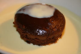 Fondant au chocolat, cr�me anglaise � la vanille
