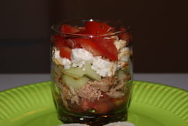 Tartare de tomates, concombre et thon