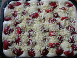 Tiramisu fraises, rhubarbe et chocolat blanc
