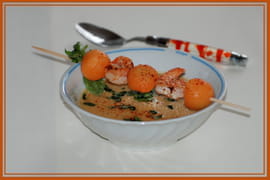 Gaspacho de melon et sa brochette