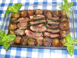 Magrets de canard miel, �chalotes et figues