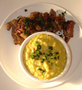 Foie de veau et son risotto au safran et lardons