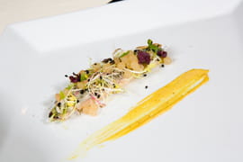 Sardine aux germes et perles de Pomme Gingembre