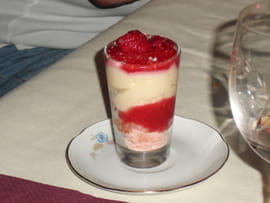 Mousse de fromage blanc � la gelee de fruits rouges
